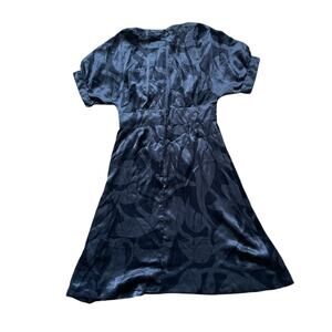 Silk Black Midi Women's/Teen Black V Neck Dress Size 8 Dark Feminine Classy